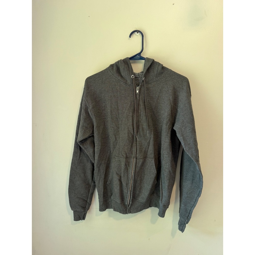 Dark Gray Heathered Zip Up Hoodie Small Cotton Blend Fleece Sweatshirt DGM10 HCC